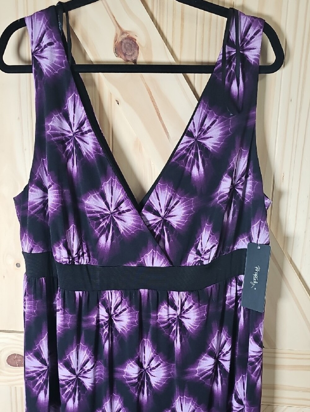 Sleeveless V-Neck Purple Tie-Dye Maxi Dress - Picture 2 of 4